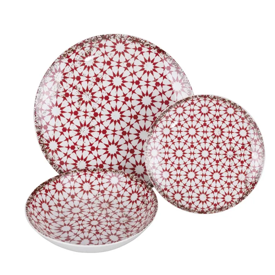 18-delig porseleinen servies in 2 verschillende afwerkingen - Jamais Viadurini