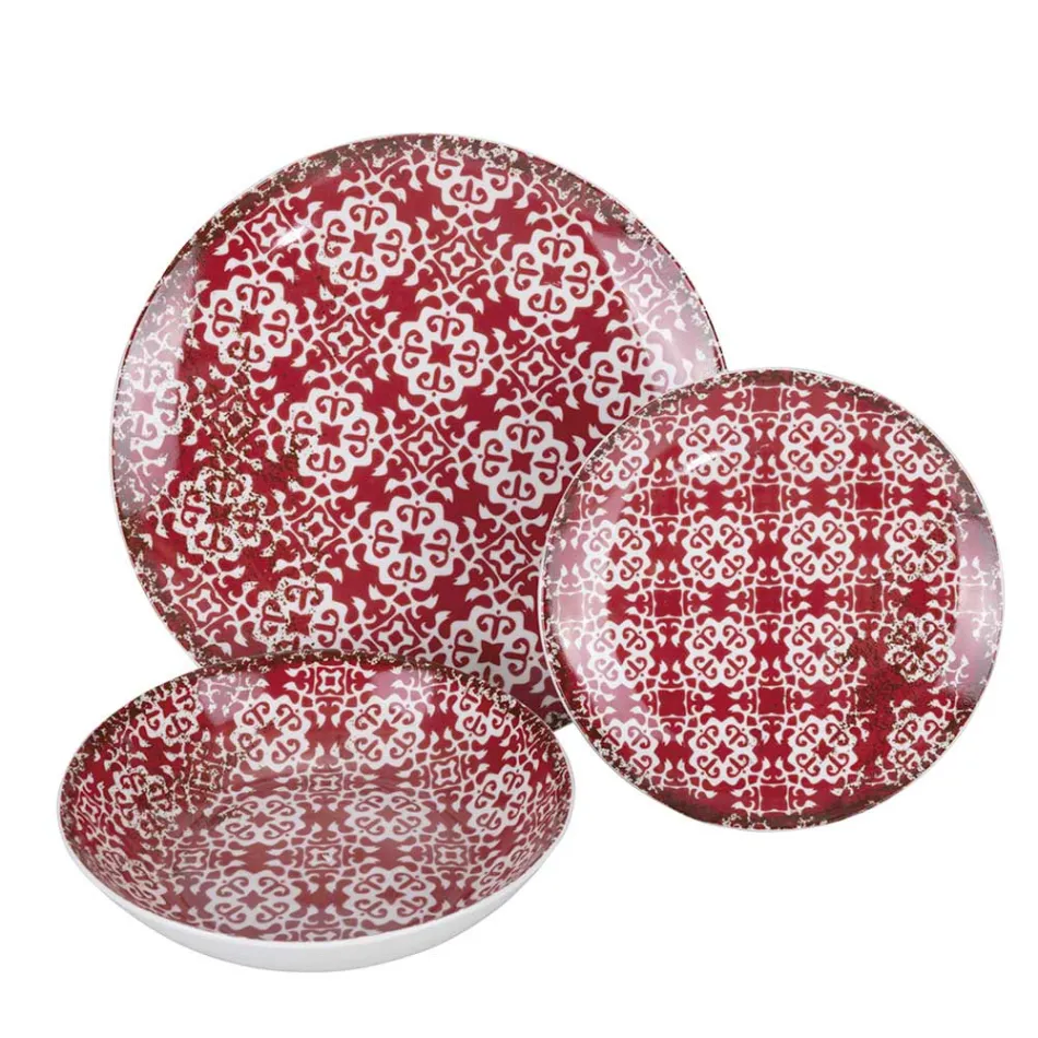 18-delig porseleinen servies in 2 verschillende afwerkingen - Jamais Viadurini