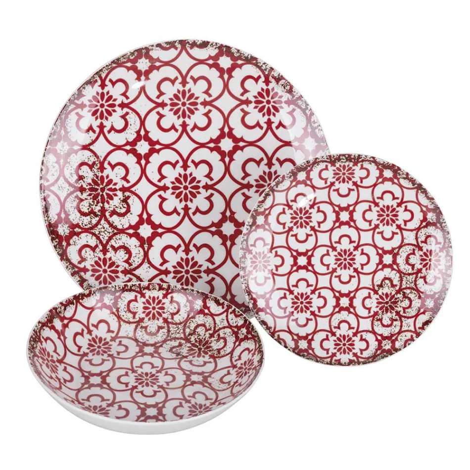 18-delig porseleinen servies in 2 verschillende afwerkingen - Jamais Viadurini