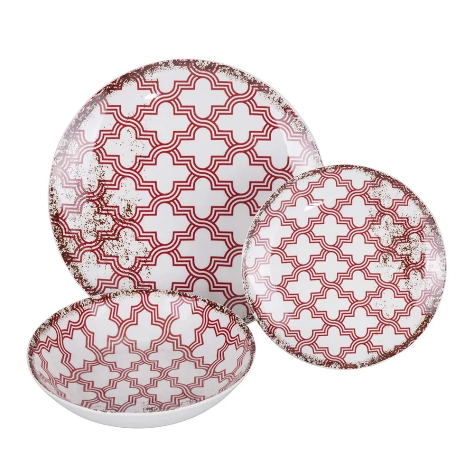 18-delig porseleinen servies in 2 verschillende afwerkingen - Jamais Viadurini