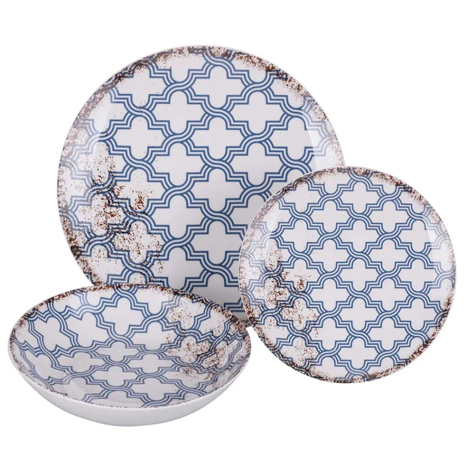 18-delig porseleinen servies in 2 verschillende afwerkingen - Jamais Viadurini