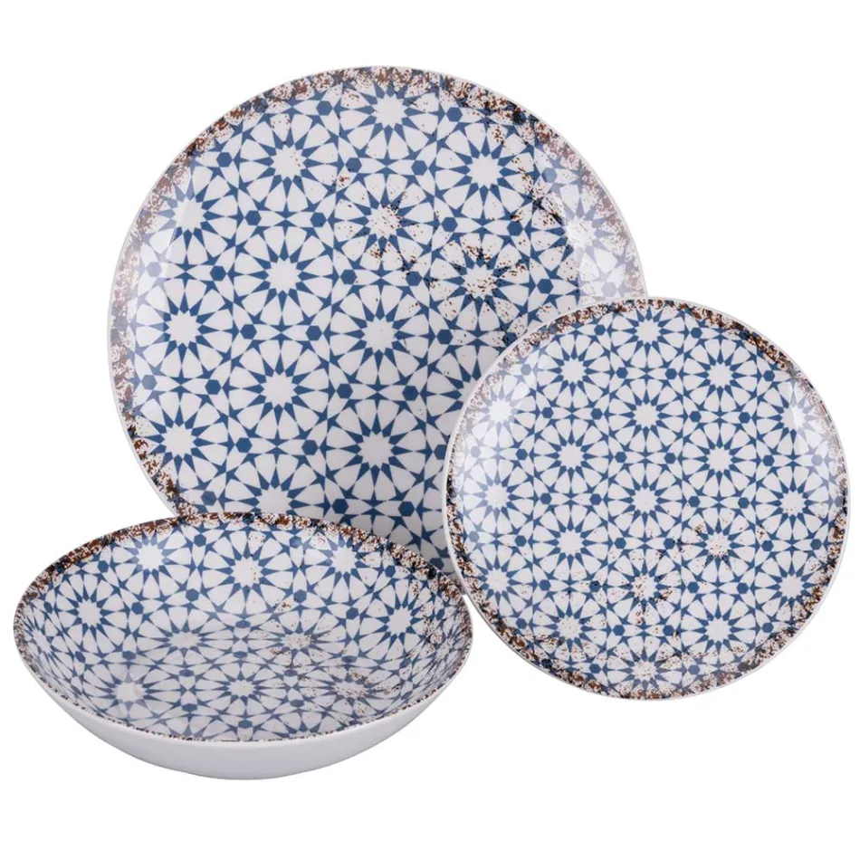 18-delig porseleinen servies in 2 verschillende afwerkingen - Jamais Viadurini