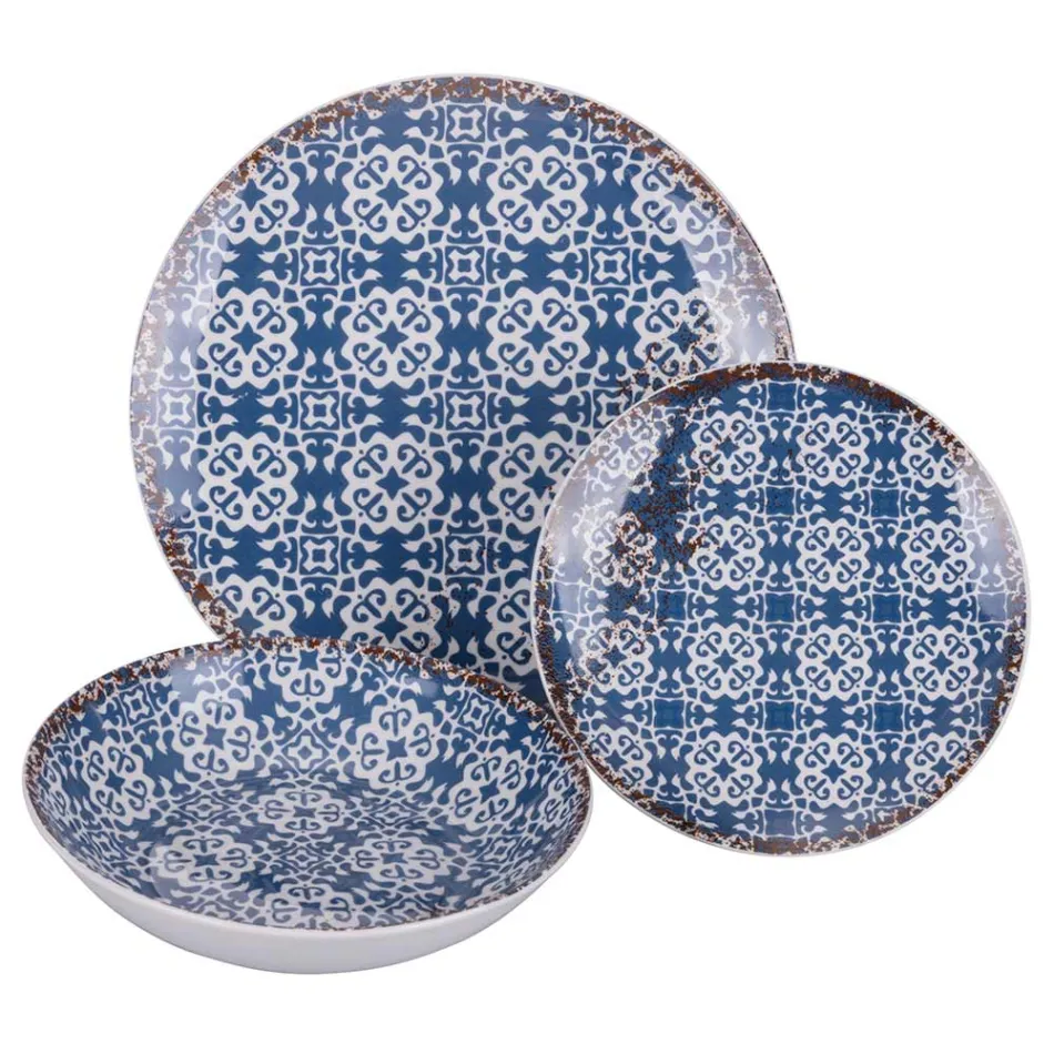 18-delig porseleinen servies in 2 verschillende afwerkingen - Jamais Viadurini