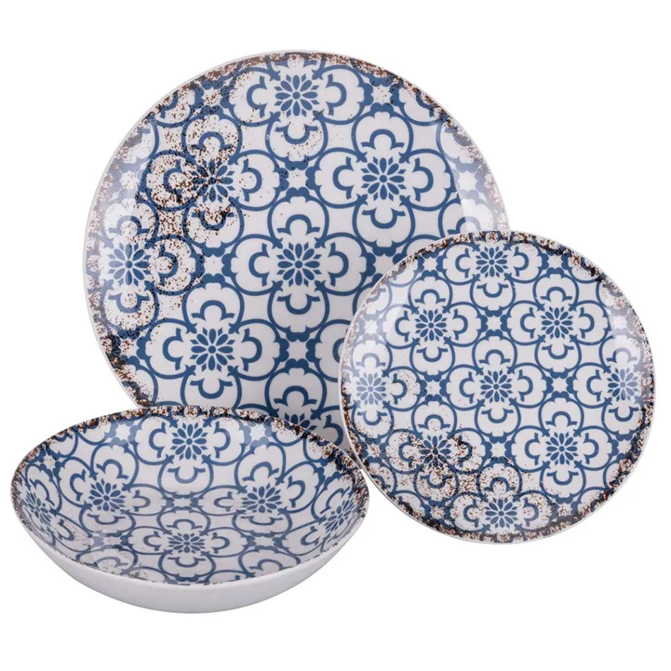 18-delig porseleinen servies in 2 verschillende afwerkingen - Jamais Viadurini