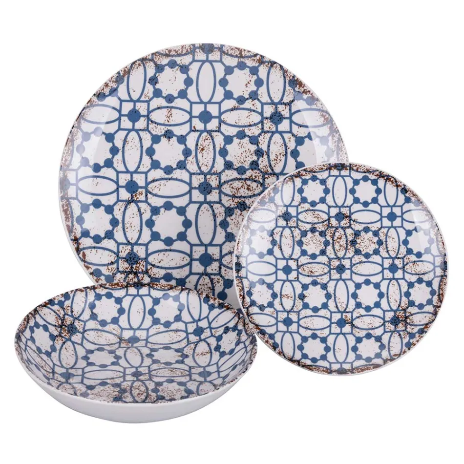 18-delig porseleinen servies in 2 verschillende afwerkingen - Jamais Viadurini