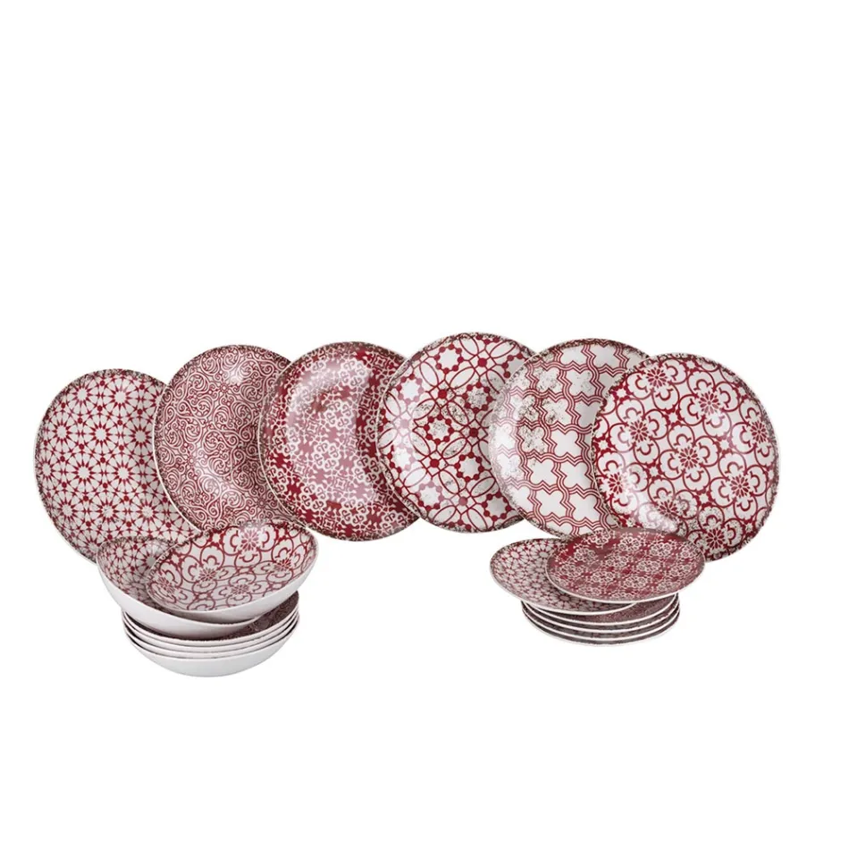 18-delig porseleinen servies in 2 verschillende afwerkingen - Jamais Viadurini