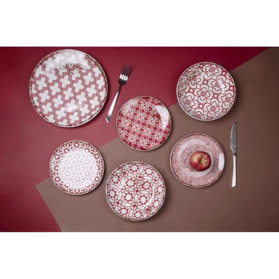 18-delig porseleinen servies in 2 verschillende afwerkingen - Jamais Viadurini