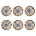 Gedecoreerd gekleurd porseleinen pizzabordservies 6 stuks - Marokko