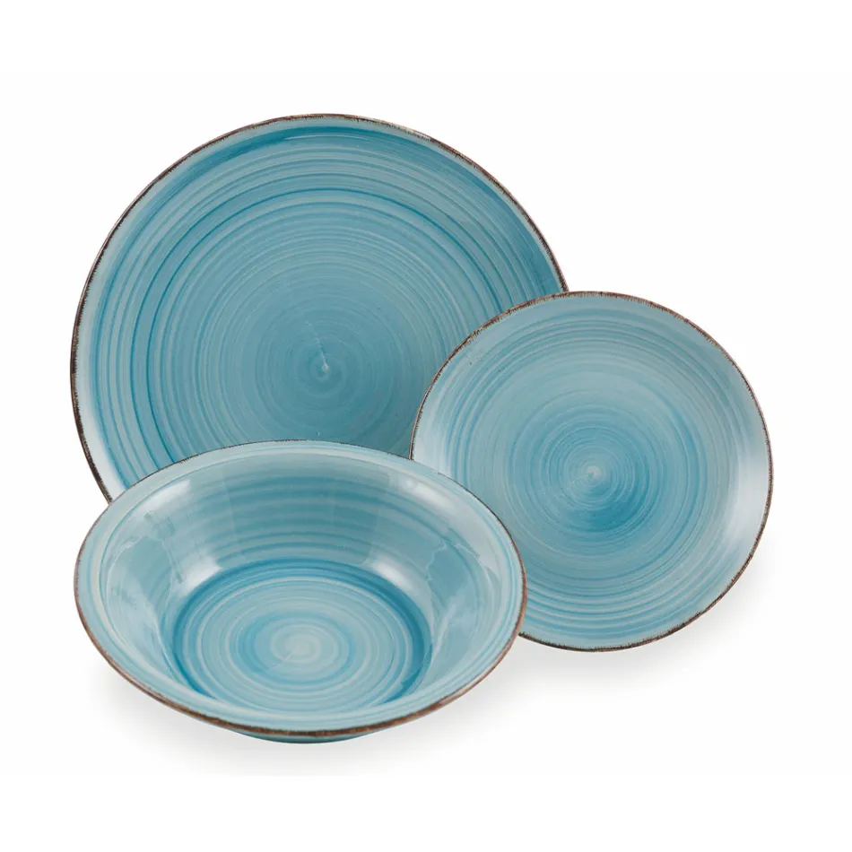 Serviesservies in harde Dolomietblauwe tinten 18 stuks - Abruzzo Viadurini