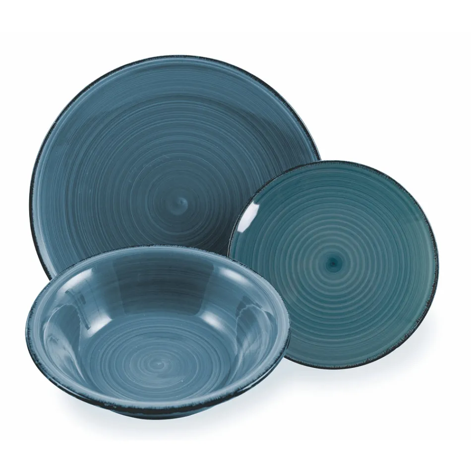 Serviesservies in harde Dolomietblauwe tinten 18 stuks - Abruzzo Viadurini