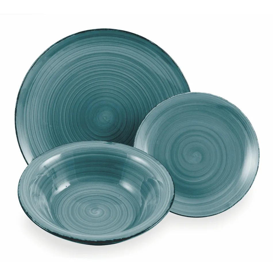 Serviesservies in harde Dolomietblauwe tinten 18 stuks - Abruzzo Viadurini