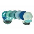 Serviesservies in harde Dolomietblauwe tinten 18 stuks - Abruzzo