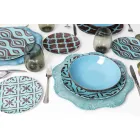 Serviesje Porselein Gekleurd Porselein Modern 18 Stuks - Timesquare Viadurini