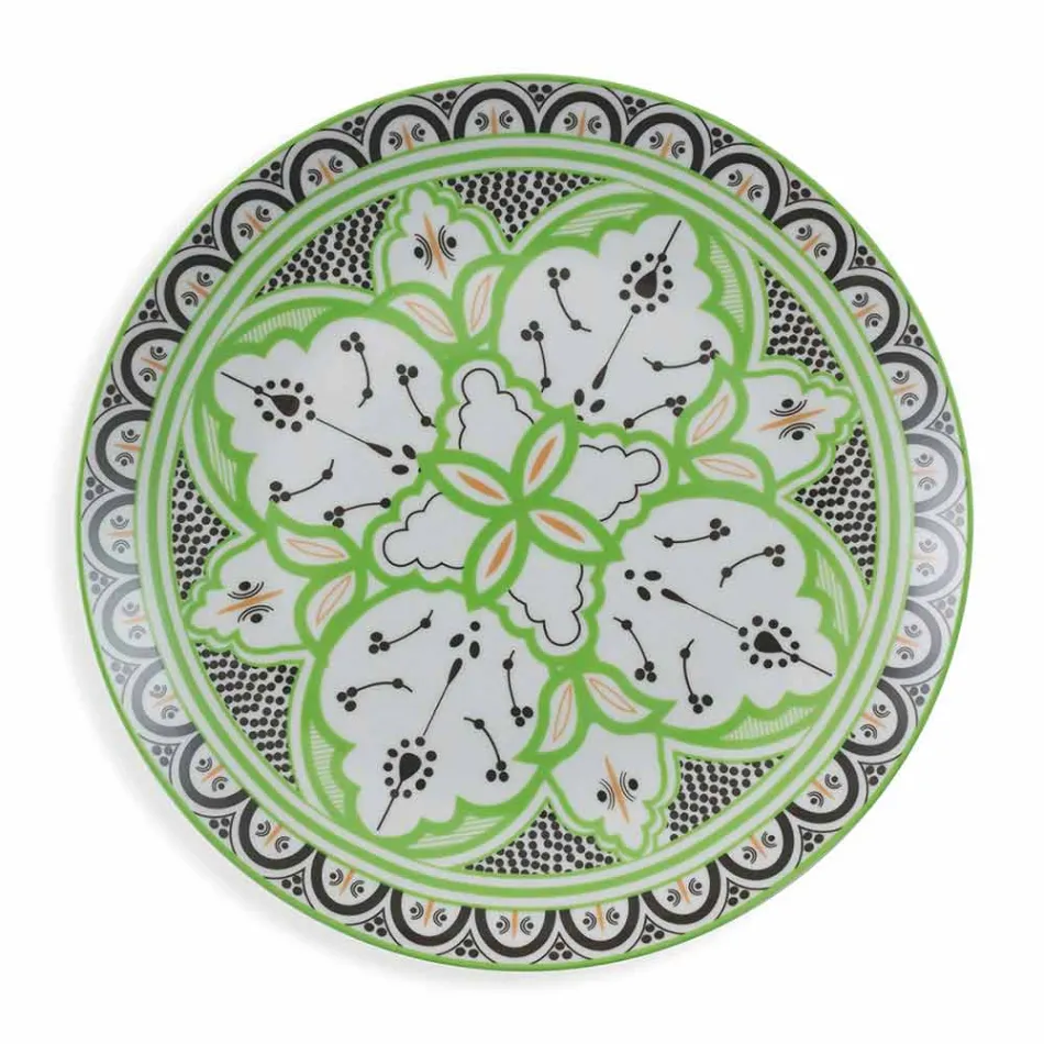 Servies voor etnische gerechten in porselein en gekleurd en modern aardewerk 18 stuks - Fez Viadurini