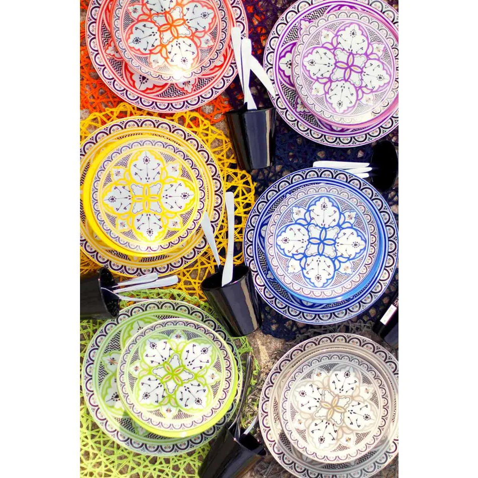 Servies voor etnische gerechten in porselein en gekleurd en modern aardewerk 18 stuks - Fez Viadurini