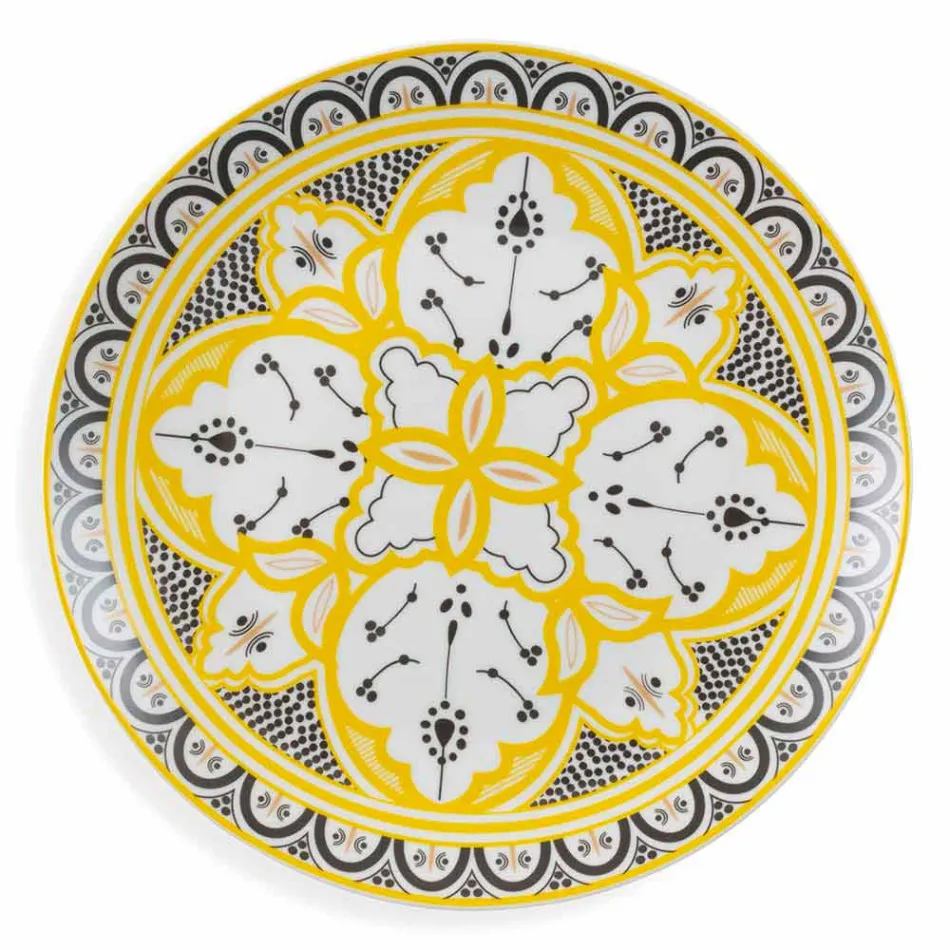 Servies voor etnische gerechten in porselein en gekleurd en modern aardewerk 18 stuks - Fez Viadurini