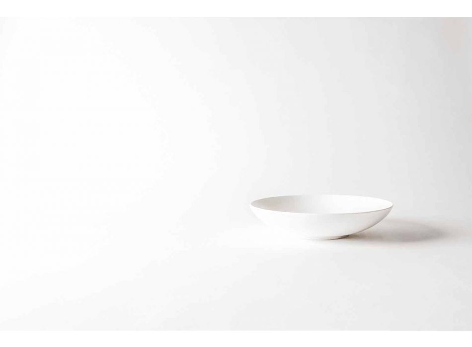 6-delige gastronomische dinerborden in wit designporselein - Romilda Viadurini