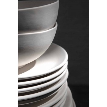 6-delige gastronomische dinerborden in wit designporselein - Romilda