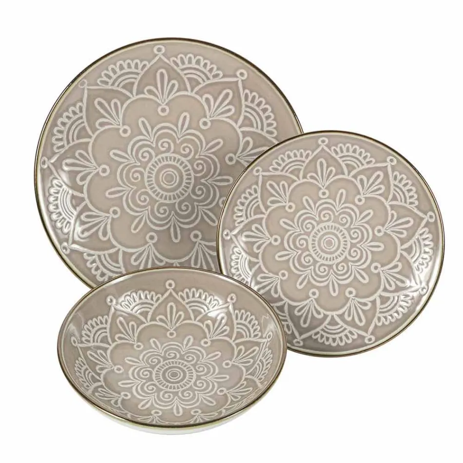 Servieservice in hard dolomietgrijs, lichtblauw of blauw 18 stuks - Arabisch Viadurini