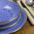 Servieservice in hard dolomietgrijs, lichtblauw of blauw 18 stuks - Arabisch Viadurini