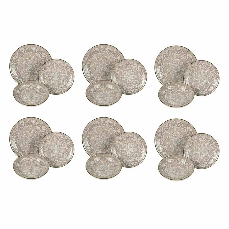 Servieservice in hard dolomietgrijs, lichtblauw of blauw 18 stuks - Arabisch Viadurini