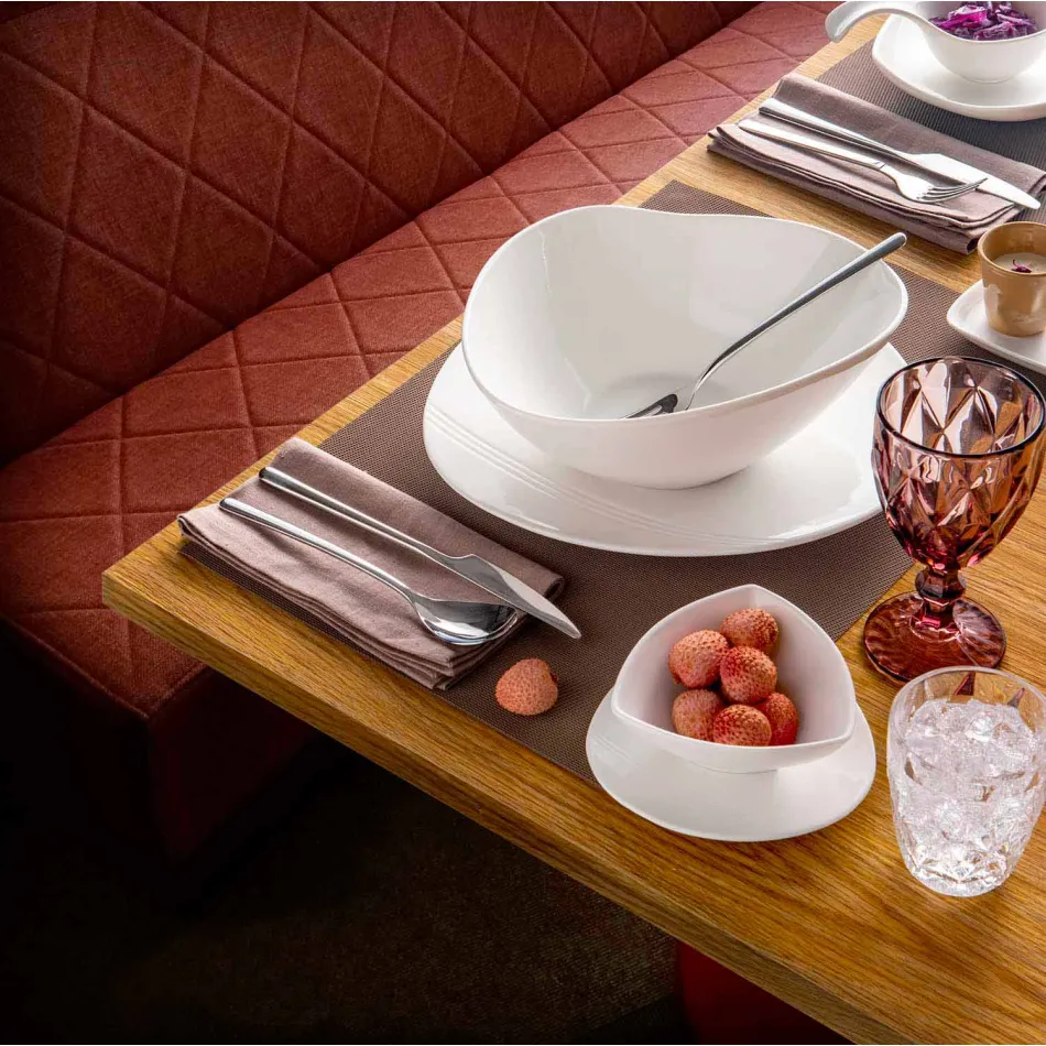 Wit porseleinen servies 23-delig modern en elegant ontwerp - Nalah Viadurini