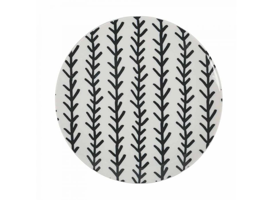 Elegant design 18-delig servies van zwart en wit porselein - Tanzania Viadurini