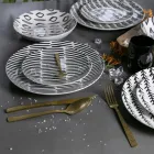 Schildpad Effect Satijn Goud Stalen Bestekset 24 Delig - Rock Viadurini