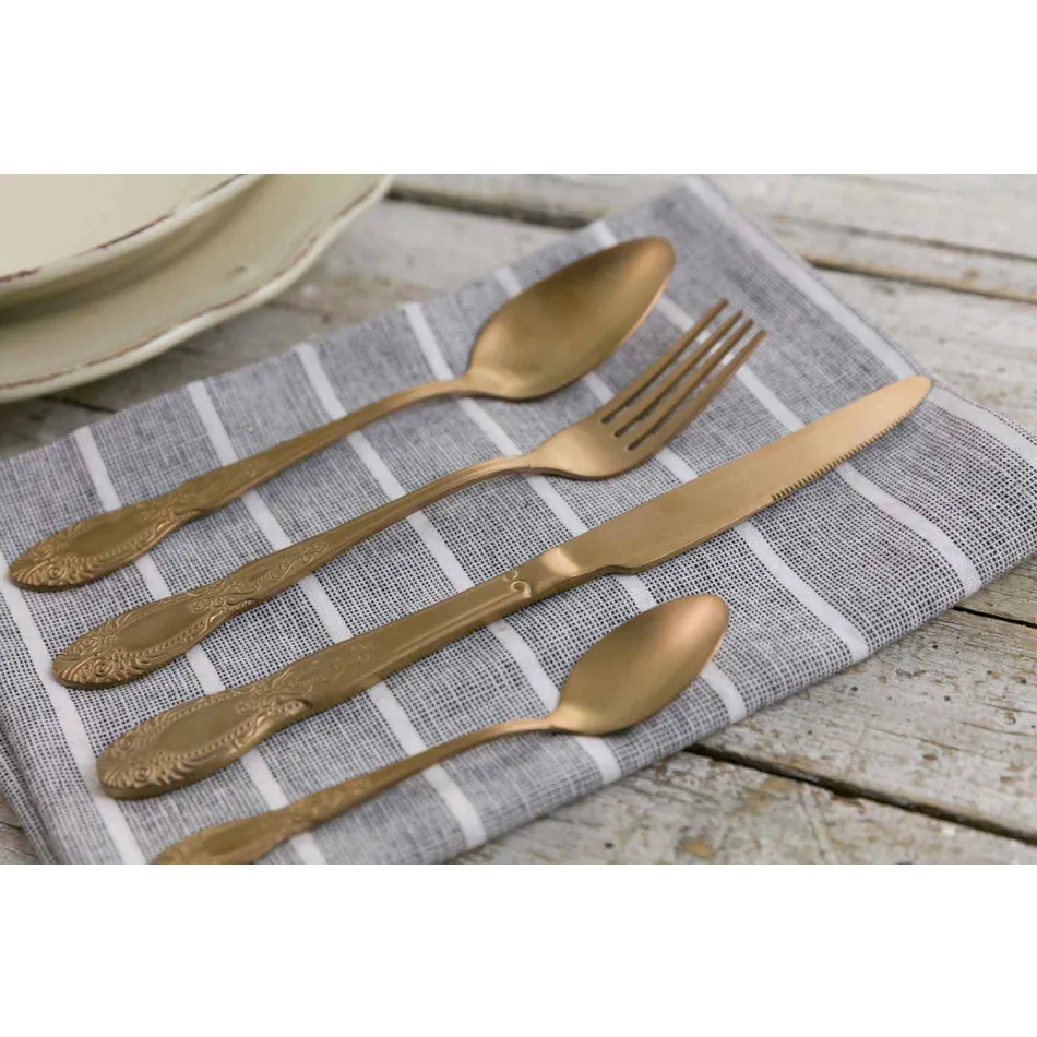 Bestekset Gekleurd Satijnstaal Compleet 24 Delig Design - Fantasie Viadurini