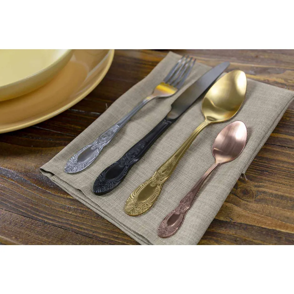 Bestekset Gekleurd Satijnstaal Compleet 24 Delig Design - Fantasie Viadurini