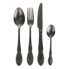 Zwart of Goud Satijnstalen Bestekset Compleet 24 Delig - Fantasy Viadurini