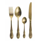 Zwart of Goud Satijnstalen Bestekset Compleet 24 Delig - Fantasy Viadurini