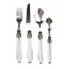 Stalen bestekset en transparant kunststof handvat 24-delig - Palazzo Viadurini