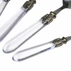 Stalen bestekset en transparant kunststof handvat 24-delig - Palazzo Viadurini