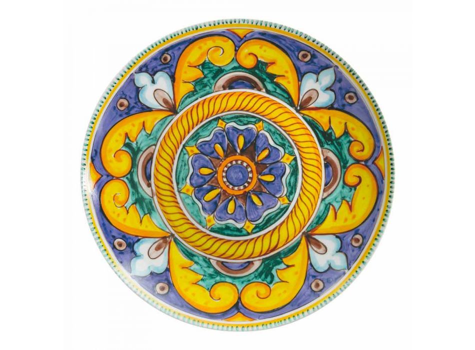 Compleet tafelservies in porselein en gekleurd steengoed 18 stuks - Calabrië Viadurini