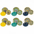 Compleet tafelservies in porselein en gekleurd steengoed 18 stuks - Calabrië