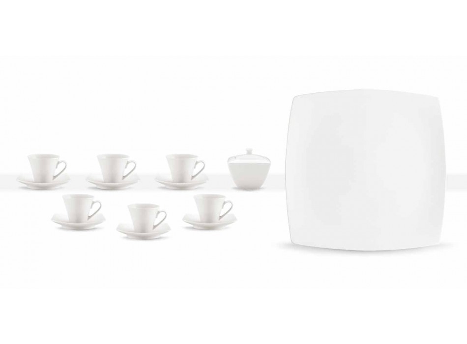Wit porseleinen koffiekopjes Modern ontwerp 8 stuks - Duomo Viadurini