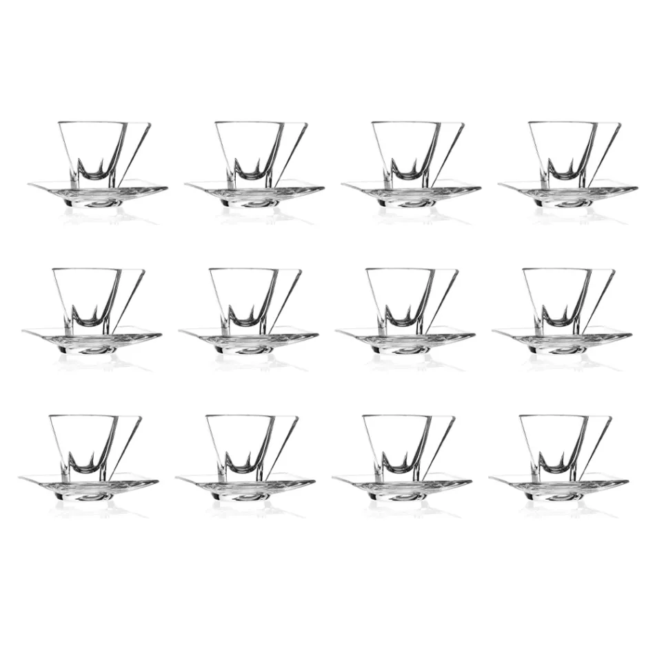 Cappuccino Kopjes Servies in Italiaans Eco Crystal 12 Stuks - Amalgaam Viadurini