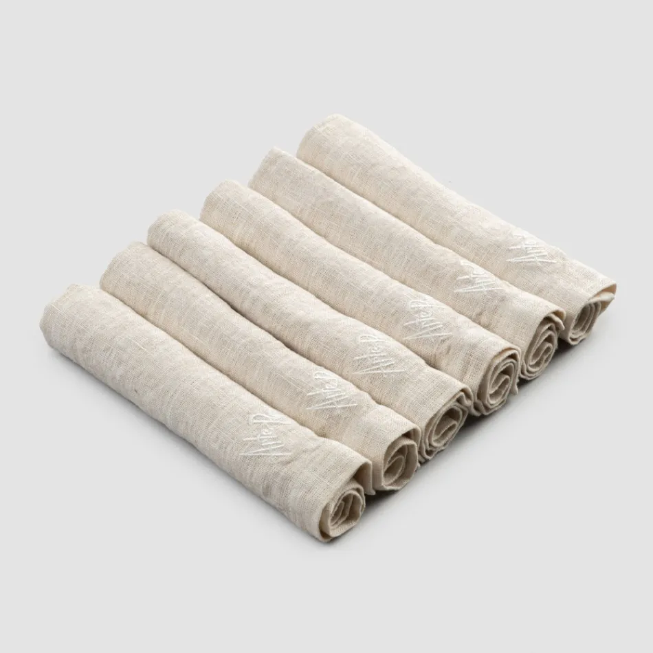 Elegant linnen servetservies met vouwrand, 6 gekleurde stukken - Onestini Viadurini