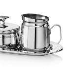 Luxe zilveren metalen suikerpot en melkkan servies met glitter - Sbrillo Viadurini