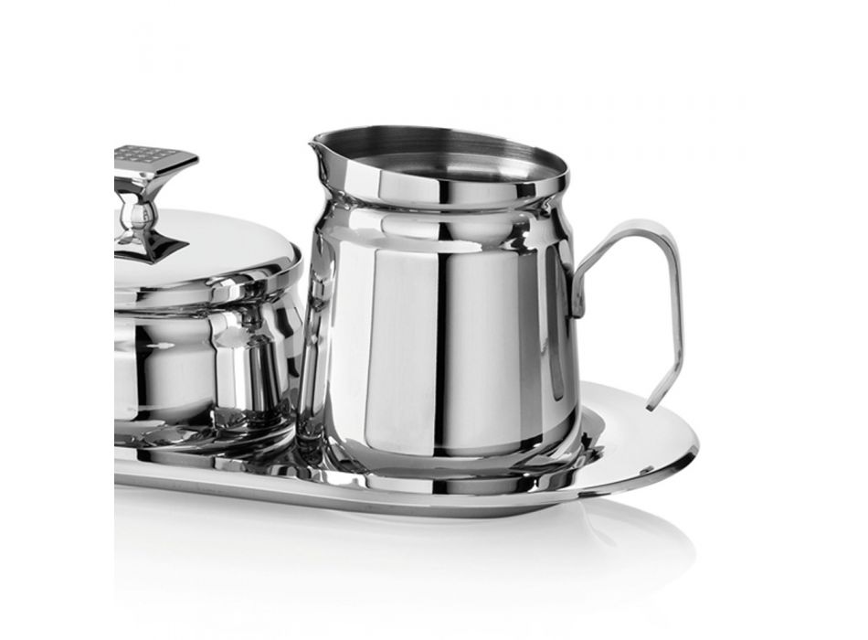 Luxe zilveren metalen suikerpot en melkkan servies met glitter - Sbrillo Viadurini