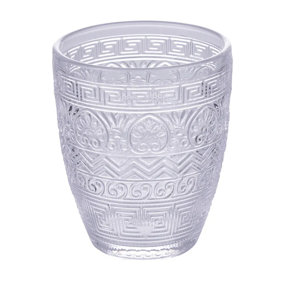 Set van 12 waterglazen 300 ml in gekleurd glas en reliëfwerk - Zeemeermin Viadurini