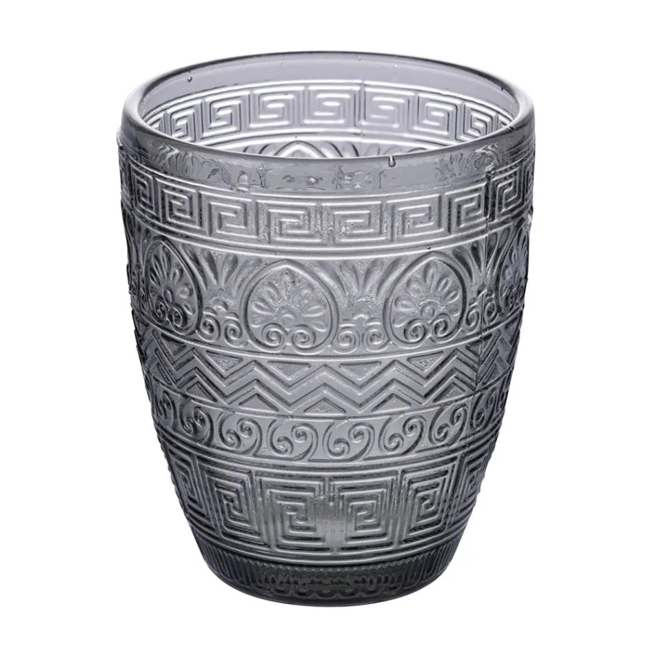 Set van 12 waterglazen 300 ml in gekleurd glas en reliëfwerk - Zeemeermin Viadurini