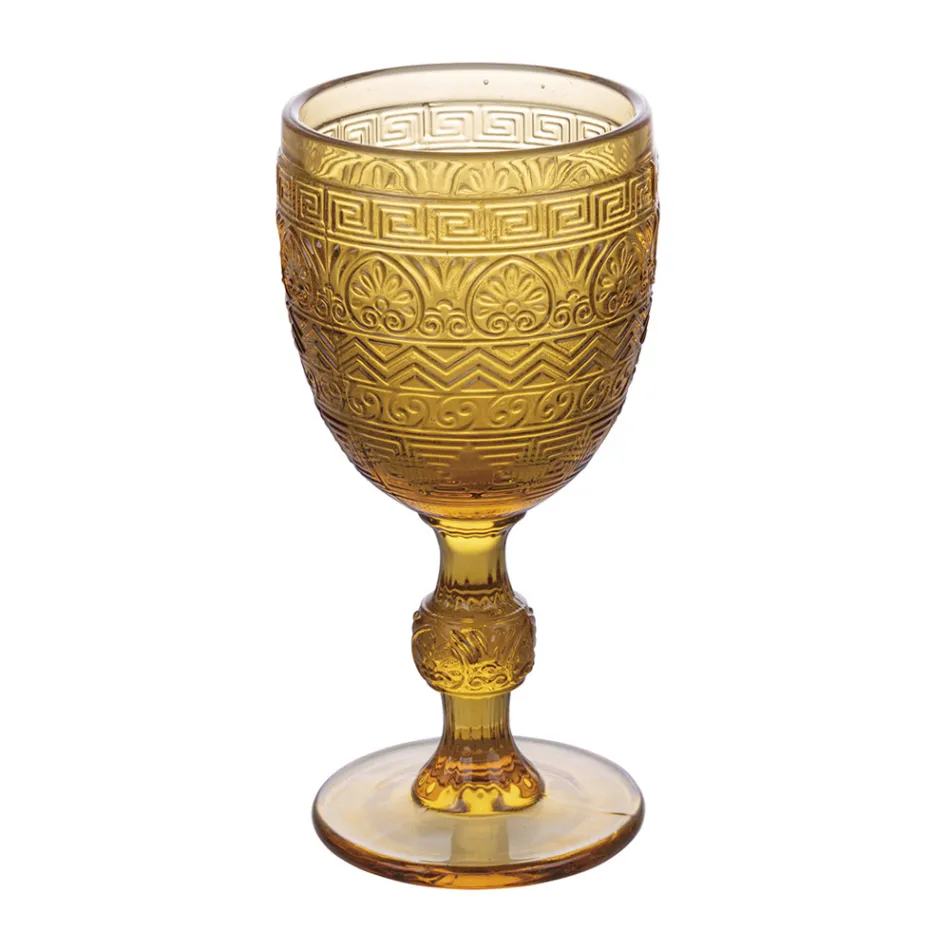 Set van 12 bekers 210 ml in gekleurd glas en reliëfwerk - Zonsondergang Viadurini