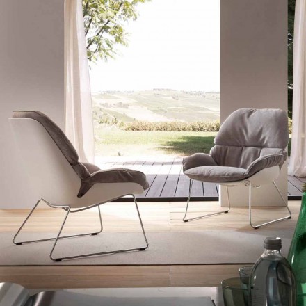 Set 2 fauteuils wit polypropyleen en zachte grijze kussens Birch Viadurini