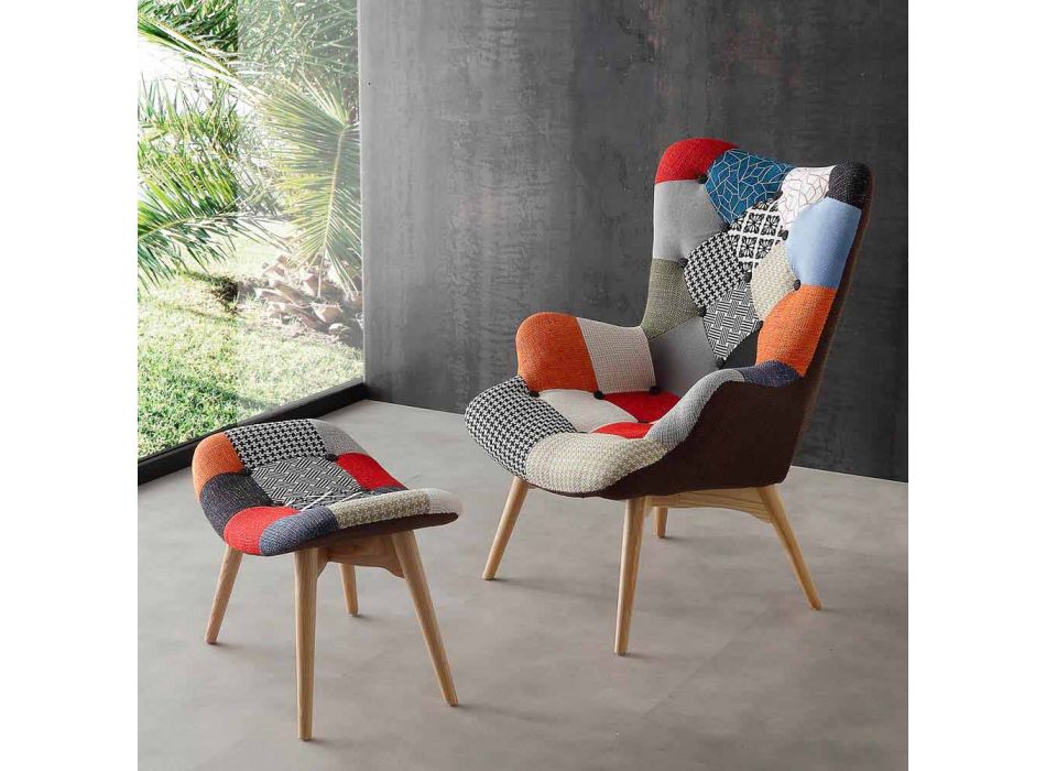 2 september multicolor patchwork fauteuils Veronica vaste poten Viadurini