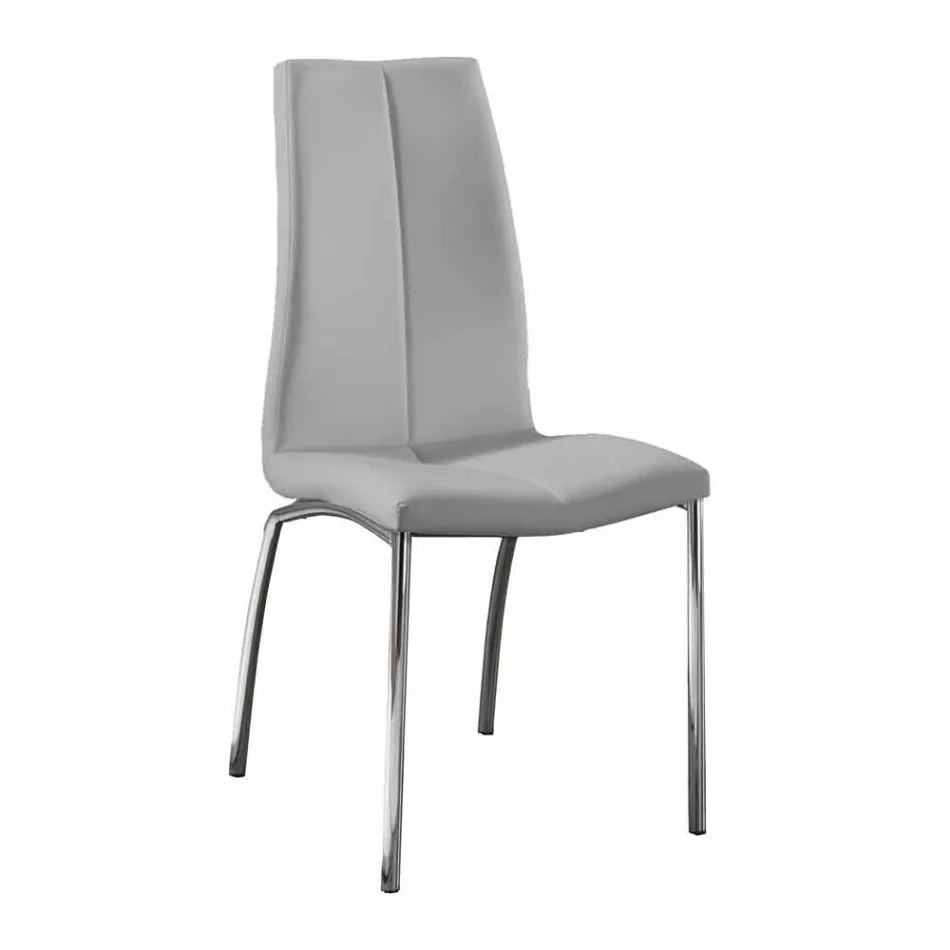 September 4 stoelen modern design faux leder en chroom metalen Alba Viadurini