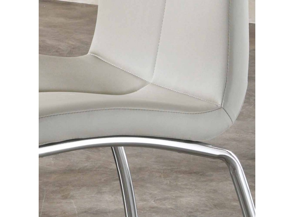 September 4 stoelen modern design faux leder en chroom metalen Alba Viadurini