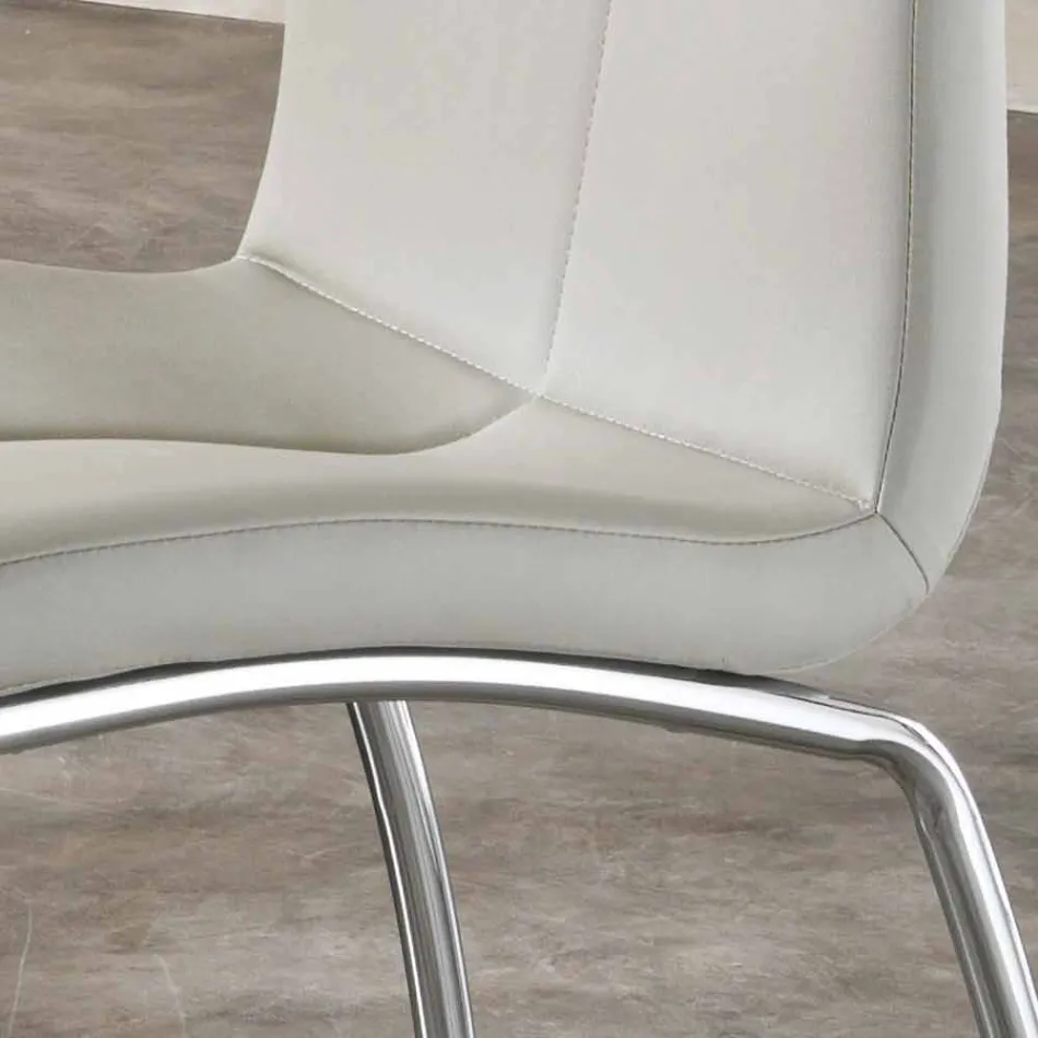 September 4 stoelen modern design faux leder en chroom metalen Alba Viadurini