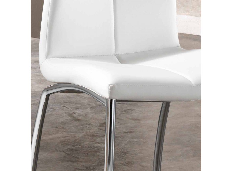 September 4 stoelen modern design faux leder en chroom metalen Alba Viadurini